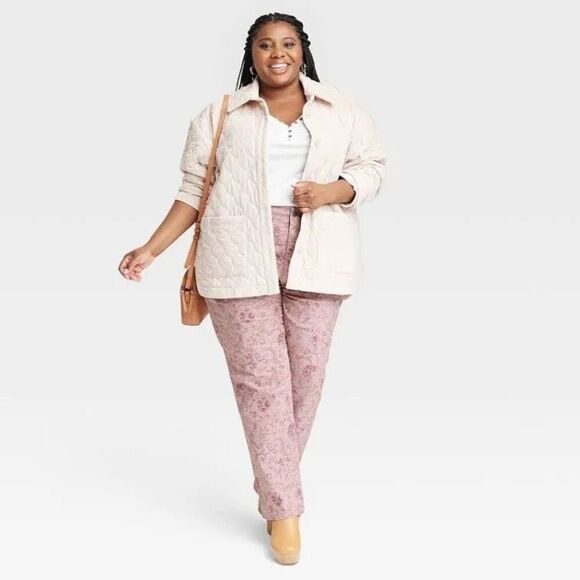 Knox Rose Women's Straight Leg Pants in Pink Floral XL/38 30" inseam - Picture 1 of 5